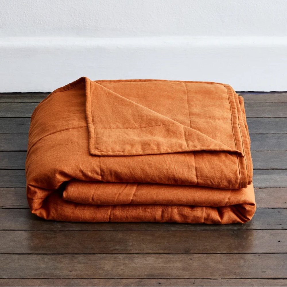 Bed Threads 100% French Flax Linen Rust Quilt - Medium - Picture 2 of 5